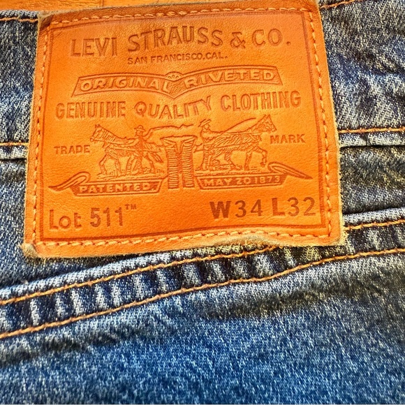 Levi’s Premium Men’s 511 Jeans Tag Size 34x32 Straight Leg Capital E On Red Tag - Picture 2 of 15
